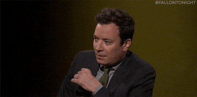 Celebrity gif. Jimmy Fallon takes a deep breath and says, “It is true!”