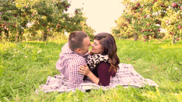 brittnimariebeversdorf love kissing engagement apple orchard GIF