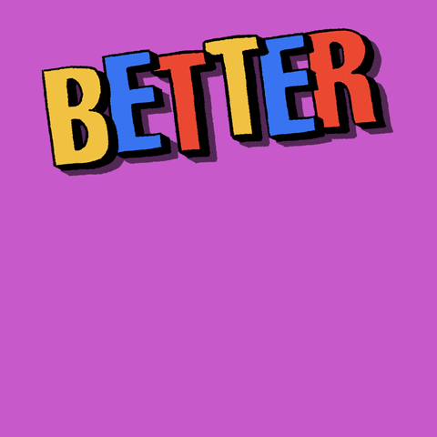 Political gif. Colorful, thumping block letters appear reading "Better with Biden" against a purple background.