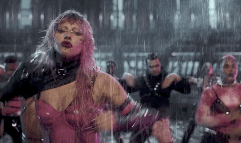 Lady Gaga dances in the rain