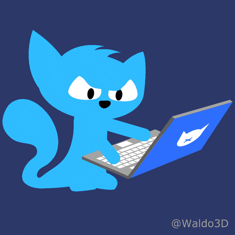 Waldo3D cat working laptop stressed GIF