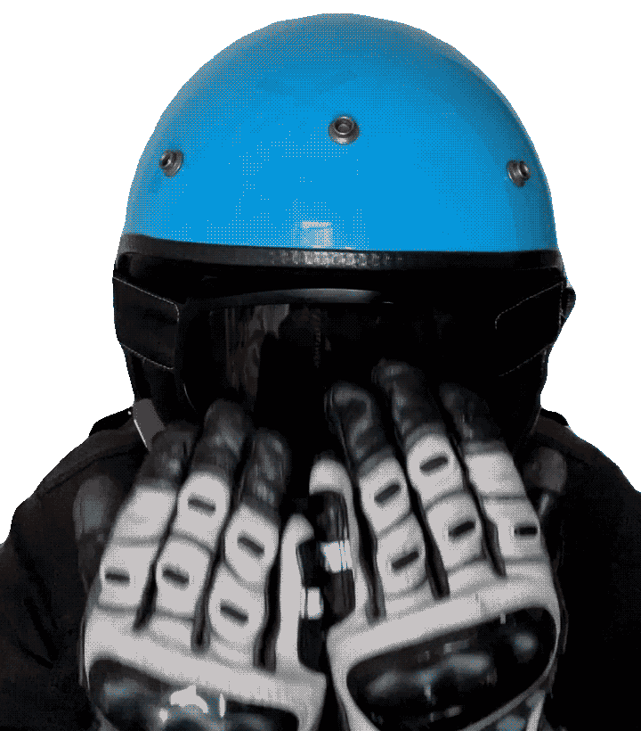 Helmet Hide Sticker by Motoveli Motorcycle Zine