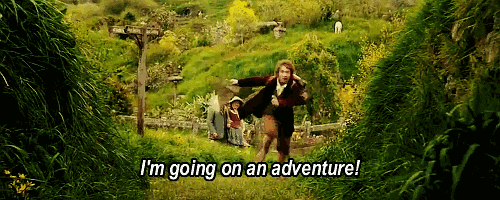 Bilbo Baggins going on his adventure in The Hobbit