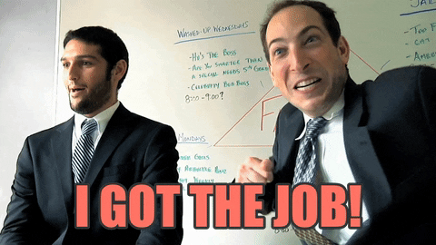 Happy New Job GIF by Kissing Sisters - Find & Share on GIPHY