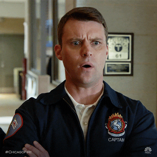 TV gif. Jesse Spencer as Matthew Casey looks concerned with a furrowed brow, his arms crossed, and his mouth parted.