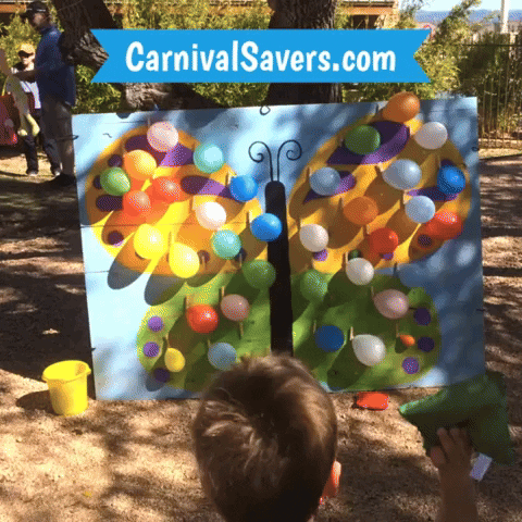 CarnivalSavers carnival savers carnivalsaverscom butterfly balloon pop carnival game dart-less balloon pop game GIF