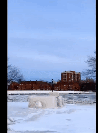 Thick Ice Covers Historic Waterfront in Buffalo