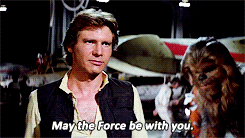 Hans Solo stating "May the Force be with you."