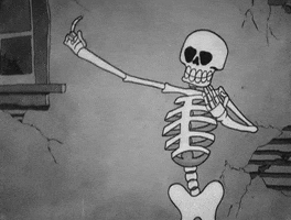 black and white skeleton GIF