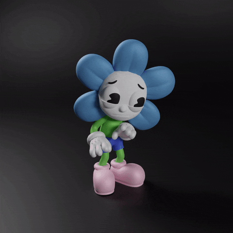 Toonies sad flower confused scared GIF
