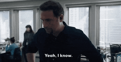 TV gif. Jeremy Sisto as Jubal on FBI stands with his hands in his hips and nods gravely as he says, "I know."