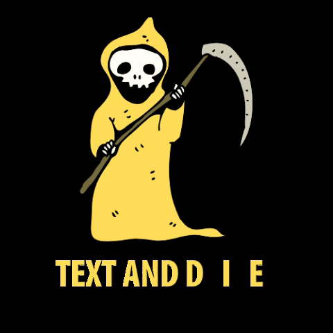 Piocy death skeleton texting roadsafety GIF