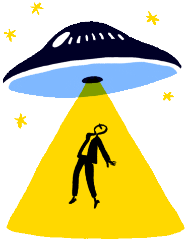 Flying Saucer Man Sticker by christowski