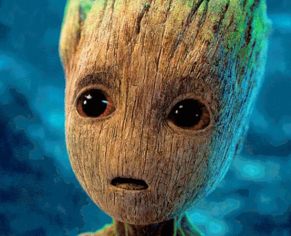 Baby Groot has such cute eyes