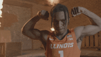 Flexing College Basketball GIF by Fighting Illini Athletics