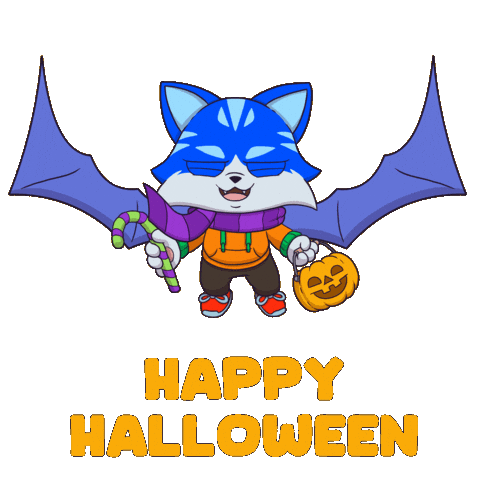 Flying Trick Or Treat Sticker by Toshithecat