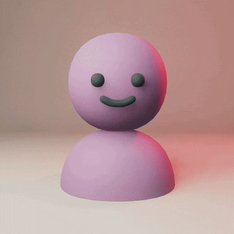 Illustrated gif. Pink smiling figure gets progressively redder and sweat drips from its head.