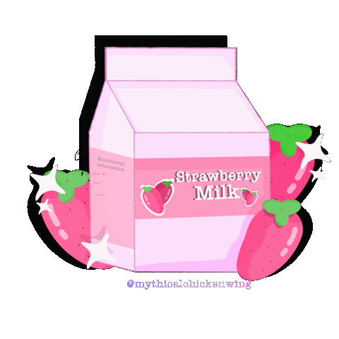 Strawberry Milk Pink Sticker for iOS & Android | GIPHY