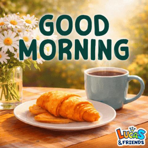 Croissant Good Morning GIF by Lucas and Friends by RV AppStudios