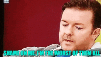 big brother ricky gervais extras shame on me im the worst GIF