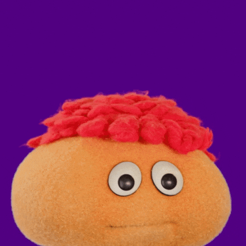 Video gif. Gerbert the red headed puppet laughs with wide eyes. Text, "ha ha."