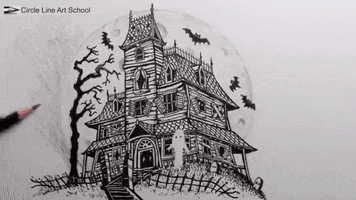 Haunted House Halloween GIF by Circle Line Art School