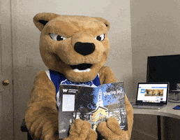 reading mascot GIF by Wheaton College (MA)