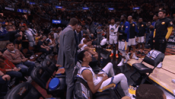 klay thompson player bench GIF by NBA