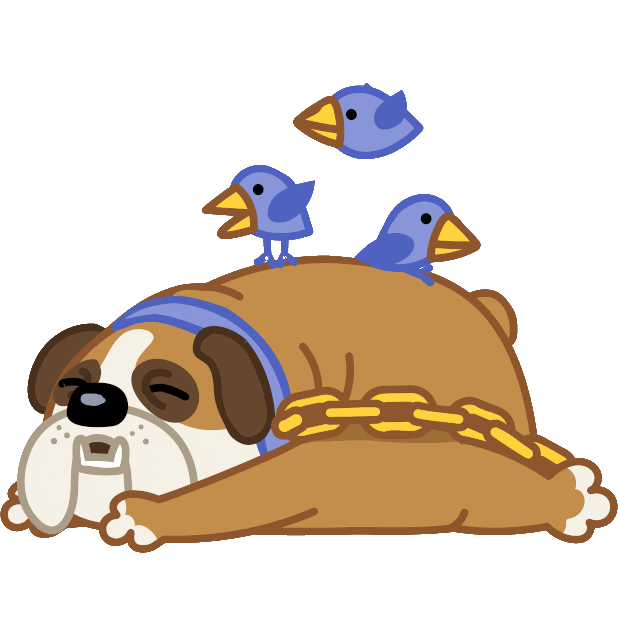 Tired Fat Dog Sticker by Iconka.com