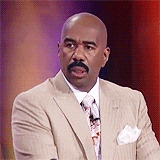 TV gif. We zoom in slightly on Steve Harvey who is profoundly puzzled by what he's just heard.