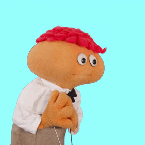 TV gif. Gerbert the Puppet shakes profusely, afraid.