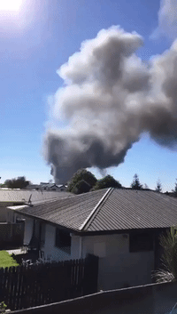 Smoke Billows From Burning Ravensdown Fertiliser Factory