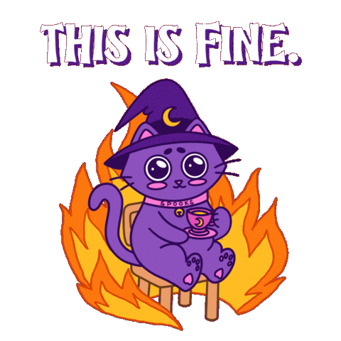 Stressed Its Fine Sticker by Spooks The Cat
