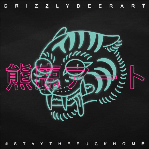 Grizzlydeer japan neon tattoo tiger GIF