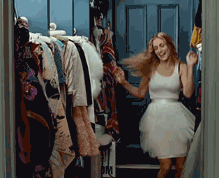  happy dancing fashion sex and the city carrie bradshaw GIF