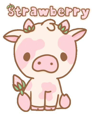 Pink Strawberry Sticker by MistyRoseGal