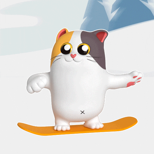Cat Snowboarding GIF by Liberty Cats Emojis
