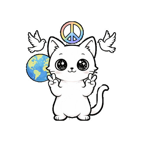 Peace And Love Cat Sticker