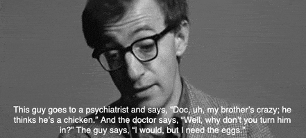 Image result for Woody Allen I need the eggs gif