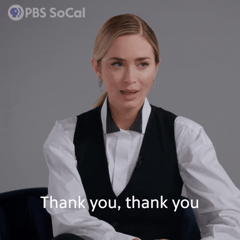 Emily Blunt Thank You GIF by PBS SoCal