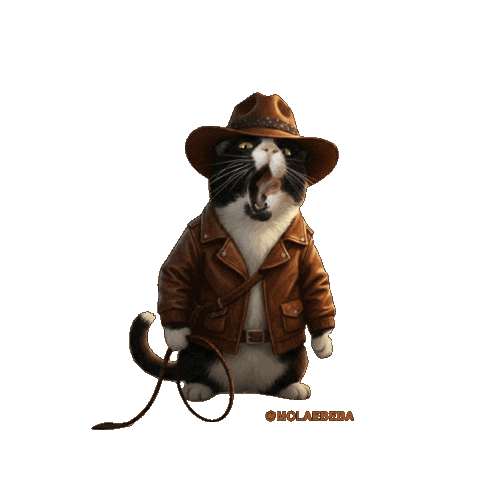 Indiana Jones Cat Sticker