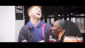 whatsonstage friends laughing romantic new york city GIF
