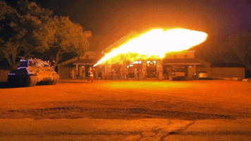 Drivetanks fire lit flamethrower firepower GIF