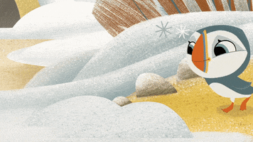 #puffin #rock #puffinrock #oona #snow #jump GIF by Puffin Rock