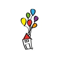 alt; a drawing of a house floating with balloons /end alt