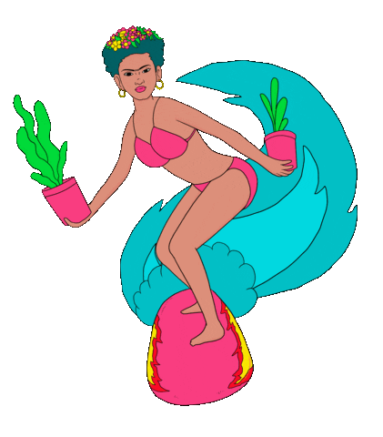 Surfing Sticker by Frida's Plants