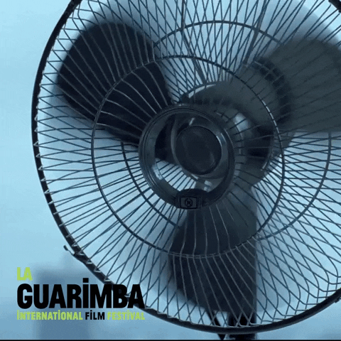 Ad gif. Wire oscillating fan runs. Logo text: La Guarimba International Film Festival.