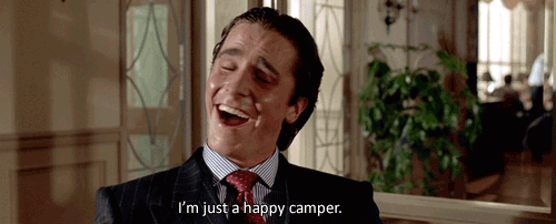 Image result for american psycho laughing gif"