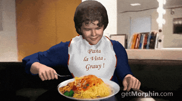 morphin food hungry yum pasta GIF