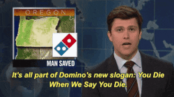 you die when we say you die colin jost GIF by Saturday Night Live